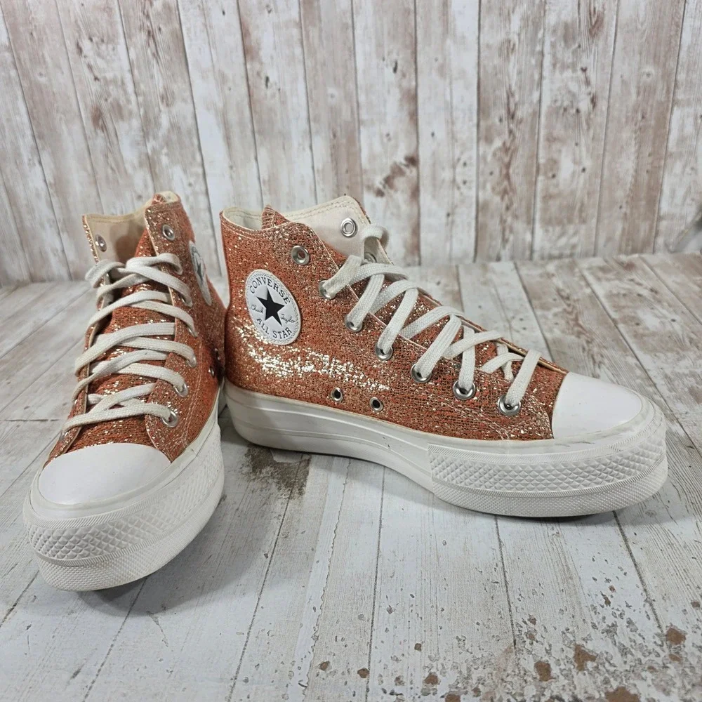 Converse Chuck Taylor All Star Move Rose Gold Glitter Platform Sneaker 570984C 7
